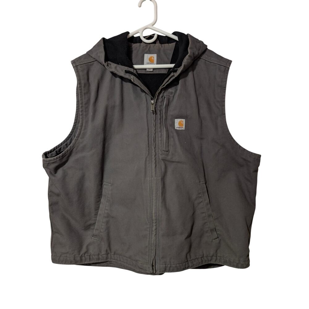 Carhartt Size 2XL Men's Gravel Fleece Lined Hooded Zip Up Vest